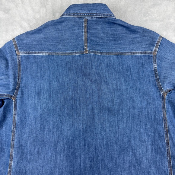 Wrangler Western Cowboy Biggs Workwear Mens Long Sleeve‎ Denim Shirt Size LT - Picture 2 of 16